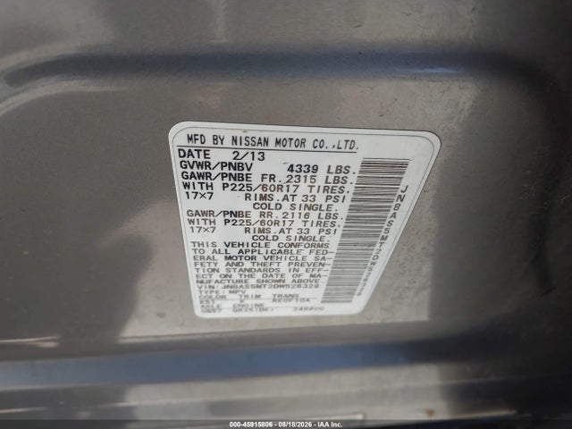 Продаж на аукціоні авто 2013 Nissan Rogue Sv, vin: JN8AS5MT2DW526329, номер лоту: 45915806
