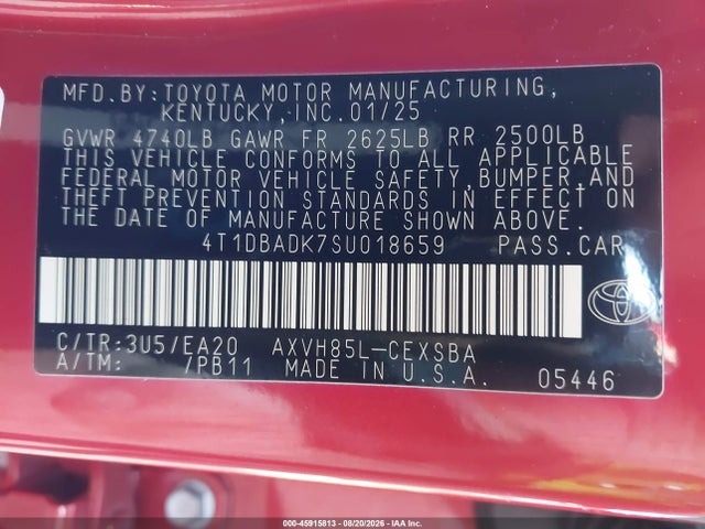 Toyota CAMRY SE 2025 4T1DBADK7SU018659 Image 9