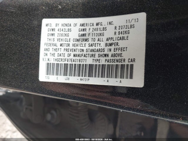 Honda Accord Ex-l V-6 2014 1HGCR3F87EA016071 Image 9