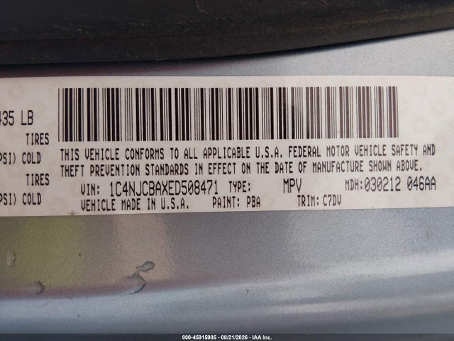 Jeep Compass Sport 2014 1C4NJCBAXED508471 Image 9
