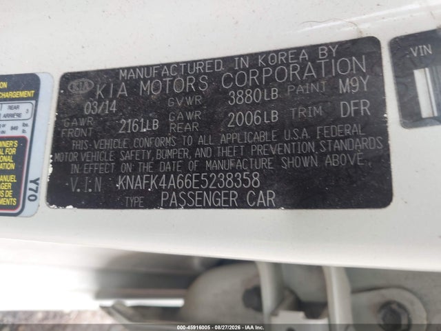 Продаж на аукціоні авто 2014 Kia Forte Lx, vin: KNAFK4A66E5238358, номер лоту: 45916005
