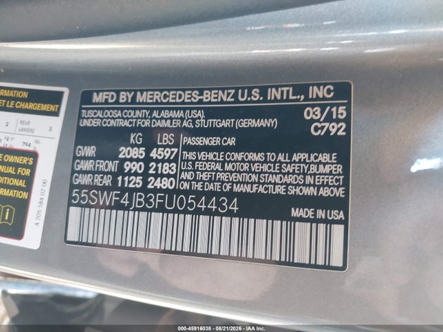 55SWF4JB3FU054434 Mercedes-Benz C 300