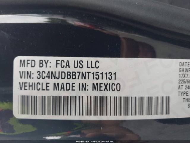 Продажа на аукционе авто 2022 Jeep Compass Latitude 4x4, vin: 3C4NJDBB7NT151131, номер лота: 45916047
