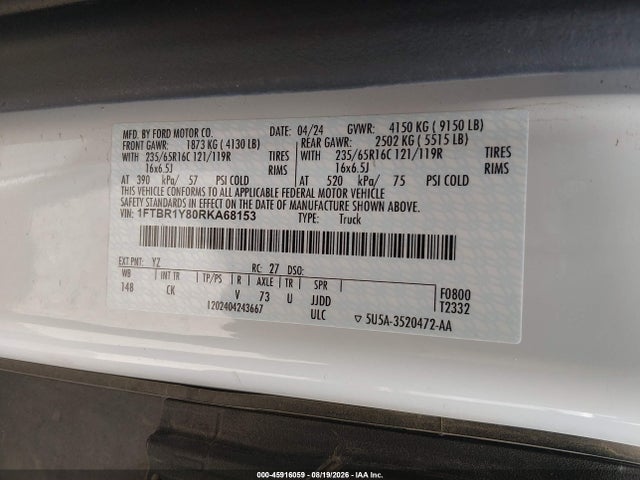 Ford Transit-250 2024 1FTBR1Y80RKA68153 Image 9