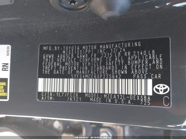 Toyota COROLLA SE 2025 5YFS4MCE6SP225642 Image 9