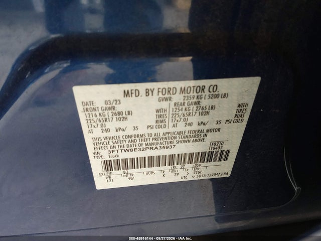 Aukcja sprzedaży 2023 Ford Maverick Xl, vin: 3FTTW8E32PRA35937, numer aukcji: 45916144