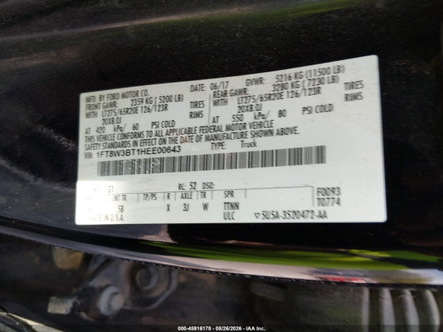 Ford F-350 Lariat 2017 1FT8W3BT1HEE00643 Image 9