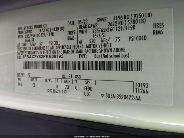 Ford Transit-350 Passenger Van Xlt 2023 1FBAX2Y82PKB09195 Image 9