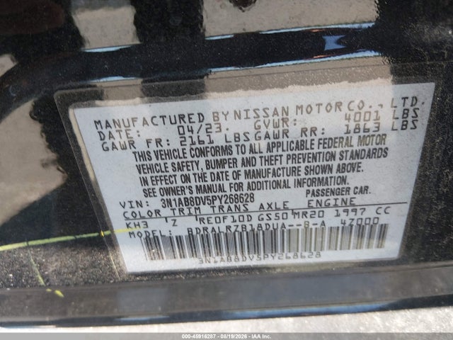 45916287 :رقم المزاد ، 3N1AB8DV5PY268628 vin ، 2023 Nissan Sentra Sr Xtronic Cvt مزاد بيع