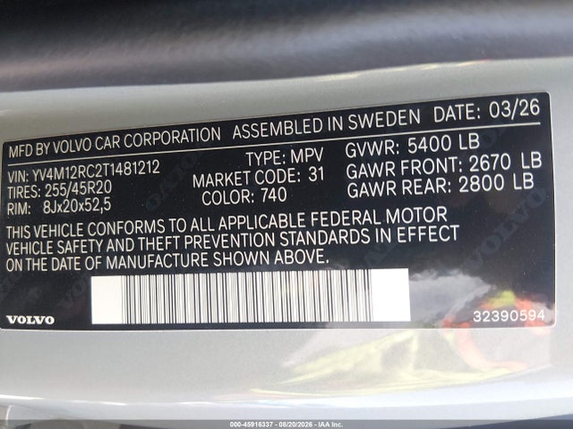 Volvo Xc60 B5 Plus 2026 YV4M12RC2T1481212 Image 9