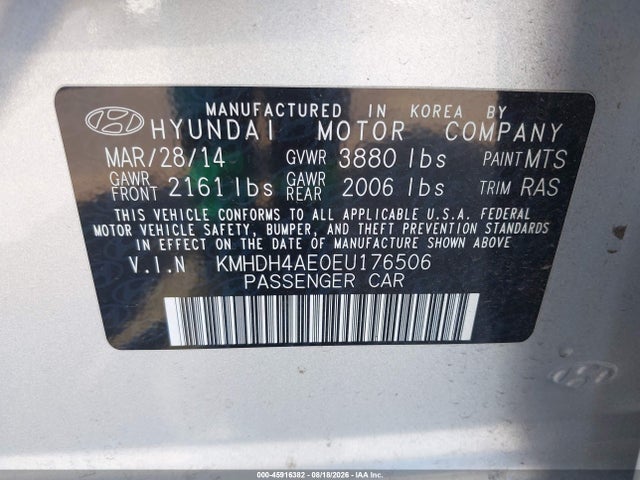 Hyundai ELANTRA SE 2014 KMHDH4AE0EU176506 Image 9