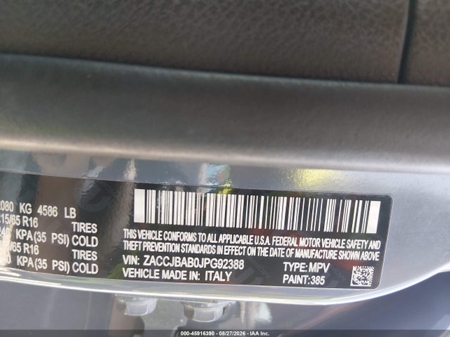 Aukcja sprzedaży 2018 Jeep Renegade Sport 4x4, vin: ZACCJBAB0JPG92388, numer aukcji: 45916390