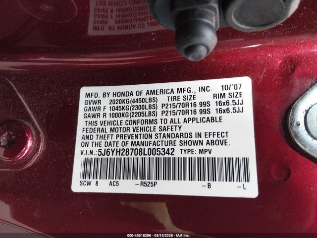 Продаж на аукціоні авто 2008 Honda Element Ex, vin: 5J6YH28708L005342, номер лоту: 45916396