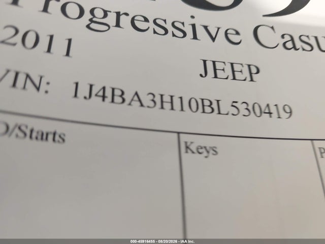Aukcja sprzedaży 2011 Jeep Wrangler Unlimited Sport, vin: 1J4BA3H10BL530419, numer aukcji: 45916455