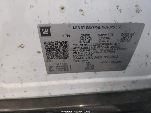 45916481 :رقم المزاد ، 5GAERBKW8KJ223913 vin ، 2019 Buick Enclave Fwd Essence مزاد بيع