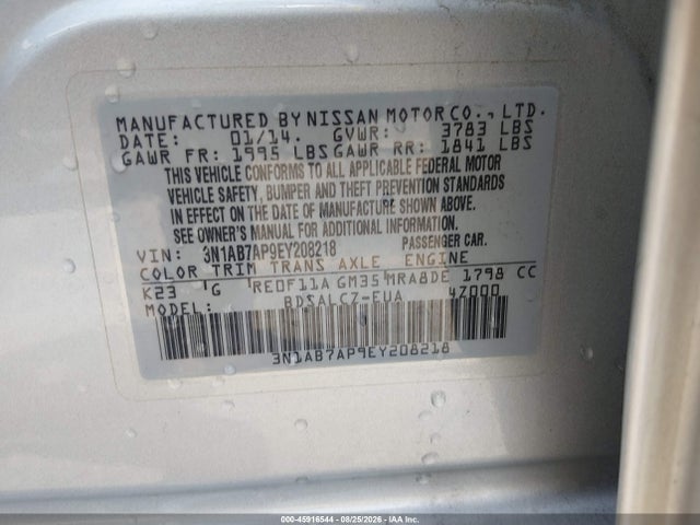 Продаж на аукціоні авто 2014 Nissan Sentra S, vin: 3N1AB7AP9EY208218, номер лоту: 45916544
