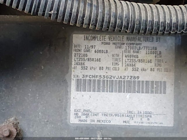 1997 Ford F530 Super Duty მანქანა იყიდება აუქციონზე, vin: 3FCMF53G2VJA27289, აუქციონის ნომერი: 45916560