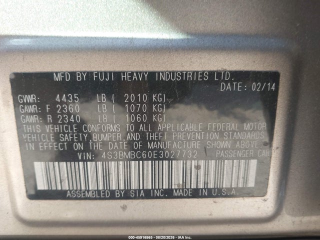 4S3BMBC60E3027732 Subaru Legacy 2.5i Premium