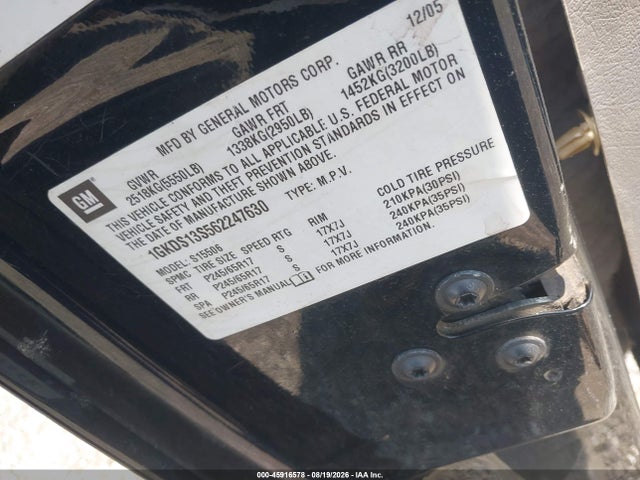 45916578 :رقم المزاد ، 1GKDS13S562247630 vin ، 2006 Gmc Envoy Slt مزاد بيع
