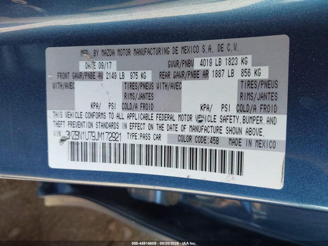 Mazda Mazda3 Sport 2018 3MZBN1U79JM172921 Image 9