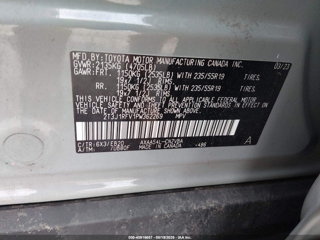 Продаж на аукціоні авто 2023 Toyota Rav4 Adventure, vin: 2T3J1RFV1PW362269, номер лоту: 45916657