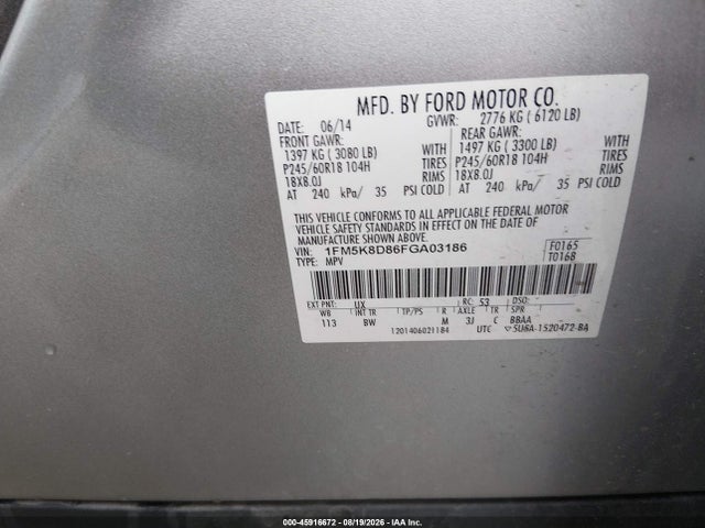 Ford EXPLORER XLT 2015 1FM5K8D86FGA03186 Image 9
