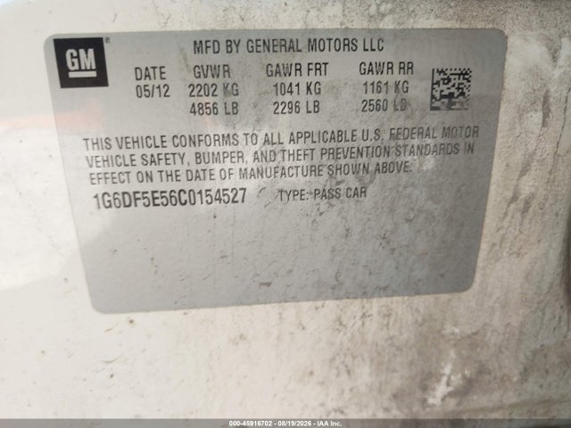 Продажа на аукционе авто 2012 Cadillac Cts Luxury, vin: 1G6DF5E56C0154527, номер лота: 45916702