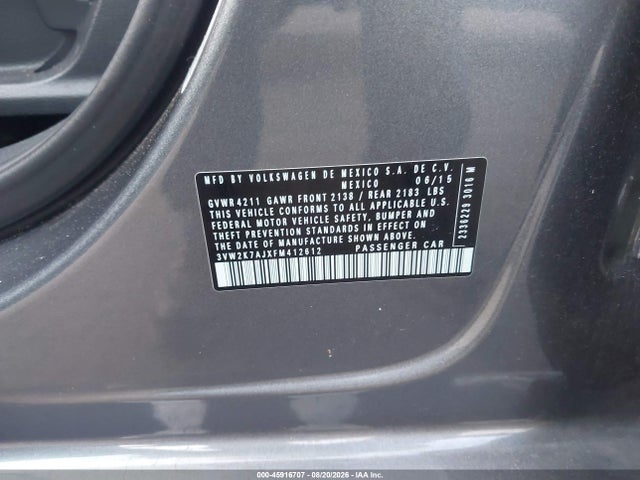 3VW2K7AJXFM412612 Volkswagen Jetta 2.0l S