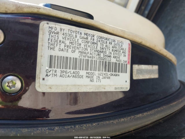 Продажа на аукционе авто 2002 Lexus Sc 430, vin: JTHFN48Y120020112, номер лота: 45916725