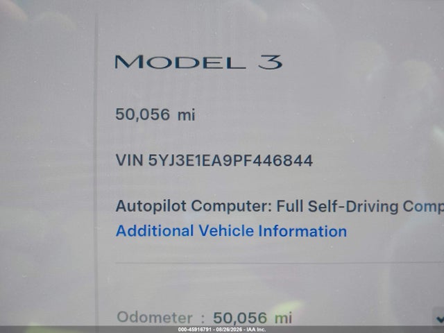 Aukcja sprzedaży 2023 Tesla Model 3 Rear-wheel Drive, vin: 5YJ3E1EA9PF446844, numer aukcji: 45916791