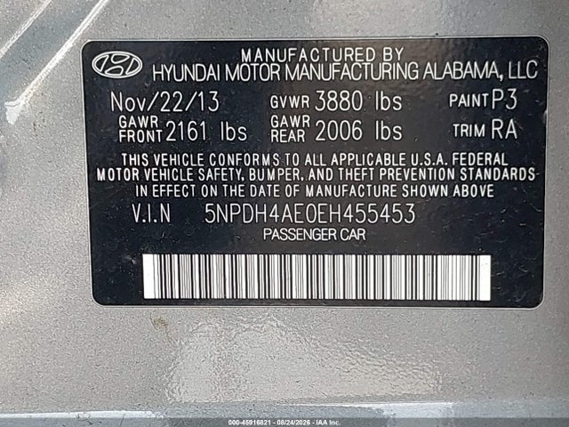 2014 Hyundai Elantra Se მანქანა იყიდება აუქციონზე, vin: 5NPDH4AE0EH455453, აუქციონის ნომერი: 45916821