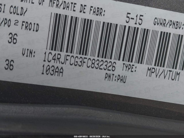 Продаж на аукціоні авто 2015 Jeep Grand Cherokee Overland, vin: 1C4RJFCG3FC832326, номер лоту: 45916833