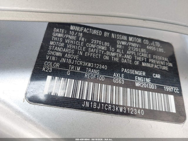 JN1BJ1CR3KW312340 Nissan Rogue Sport S