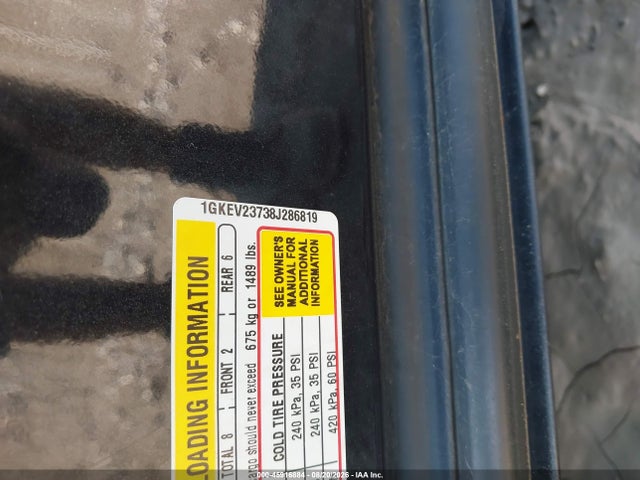 Aukcja sprzedaży 2008 Gmc Acadia Slt-1, vin: 1GKEV23738J286819, numer aukcji: 45916884