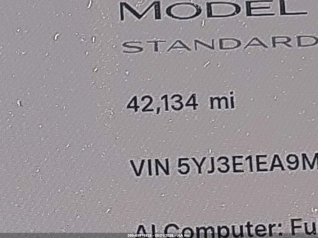 5YJ3E1EA9MF976761 Tesla Model 3 Standard Range Plus Rear-wheel Drive