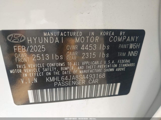 Aukcja sprzedaży 2025 Hyundai Sonata Sel, vin: KMHL64JA8SA493168, numer aukcji: 45916935
