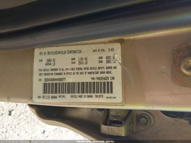 Aukcja sprzedaży 2004 Dodge Intrepid Se, vin: 2B3HD46R04H588277, numer aukcji: 45916954