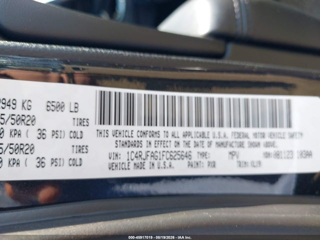 45917019 :رقم المزاد ، 1C4RJFAG1FC625646 vin ، 2015 Jeep Grand Cherokee Altitude مزاد بيع