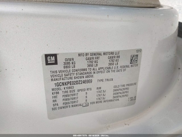 Продажа на аукционе авто 2013 Chevrolet Silverado 1500 Work Truck, vin: 1GCNKPE02DZ246969, номер лота: 45917079