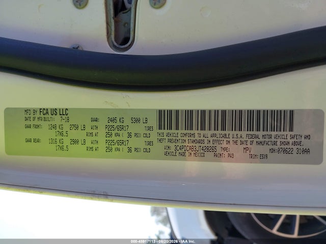 2018 Dodge Journey Se მანქანა იყიდება აუქციონზე, vin: 3C4PDCAB3JT428265, აუქციონის ნომერი: 45917113