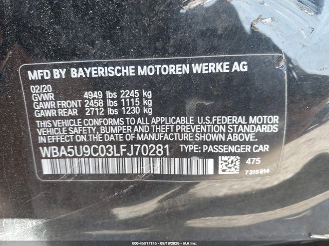Aukcja sprzedaży 2020 Bmw M340i M340i Xdrive, vin: WBA5U9C03LFJ70281, numer aukcji: 45917145