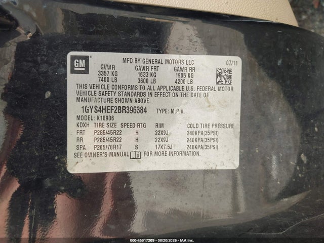 Продаж на аукціоні авто 2011 Cadillac Escalade Esv Luxury, vin: 1GYS4HEF2BR396384, номер лоту: 45917209