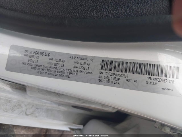 Aukcja sprzedaży 2017 Chrysler 200 Limited Platinum, vin: 1C3CCCAB0HN512110, numer aukcji: 45917219