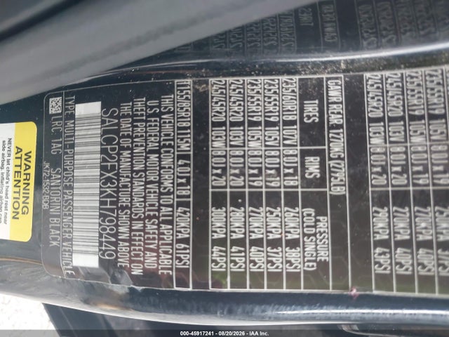 Продаж на аукціоні авто 2019 Land Rover Discovery Sport Se, vin: SALCP2FX3KH798449, номер лоту: 45917241