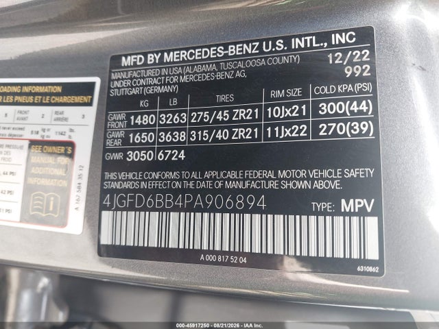Auction sale of the 2023 Mercedes-benz Amg Gle 53 Coupe 4matic, vin: 4JGFD6BB4PA906894, lot number: 45917250