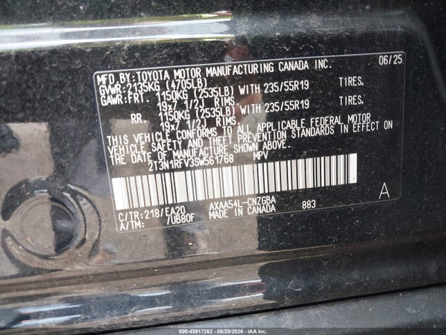 Продажа на аукционе авто 2025 Toyota Rav4 Limited, vin: 2T3N1RFV3SW561768, номер лота: 45917262