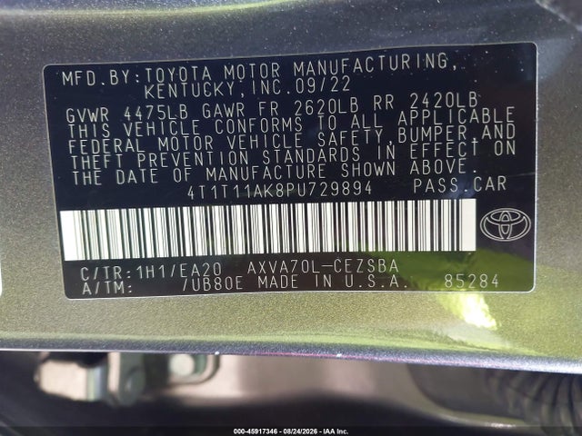 Продаж на аукціоні авто 2023 Toyota Camry Se, vin: 4T1T11AK8PU729894, номер лоту: 45917346
