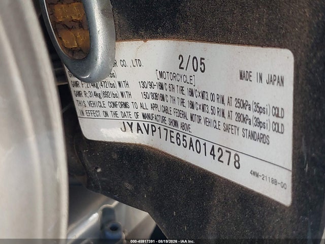 Aukcja sprzedaży 2005 Yamaha Xv1700 A, vin: JYAVP17E65A014278, numer aukcji: 45917391