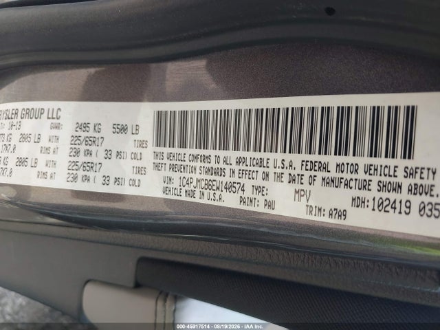 2014 Jeep Cherokee Latitude მანქანა იყიდება აუქციონზე, vin: 1C4PJMCB6EW140574, აუქციონის ნომერი: 45917514