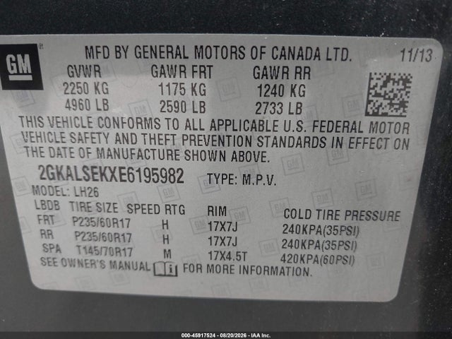 Продаж на аукціоні авто 2014 Gmc Terrain Slt-1, vin: 2GKALSEKXE6195982, номер лоту: 45917524
